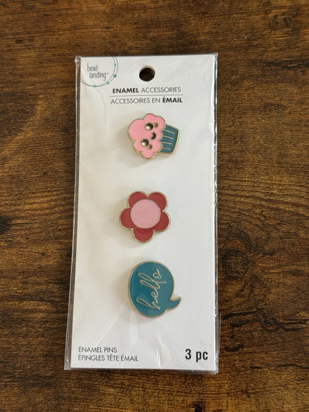 Bead Landing Enamel Accessories Enamel Pins 3 Piece Hello Happy Theme Sealed